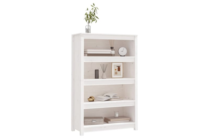 beBasic Bokhylla vit 80x35x126 cm massiv furu - White - Bokhylla