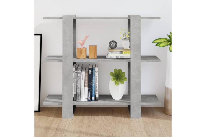 beBasic Bokhylla/rumsavdelare betonggrå 100x30x87 cm - Grey - Bokhylla