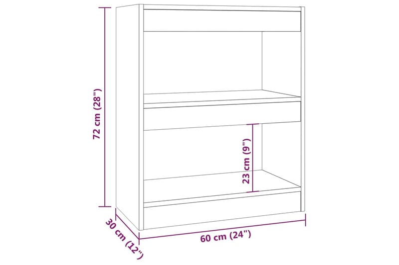 beBasic Bokhylla/Rumsavdelare betonggrå 60x30x72 cm - Grey - Bokhylla