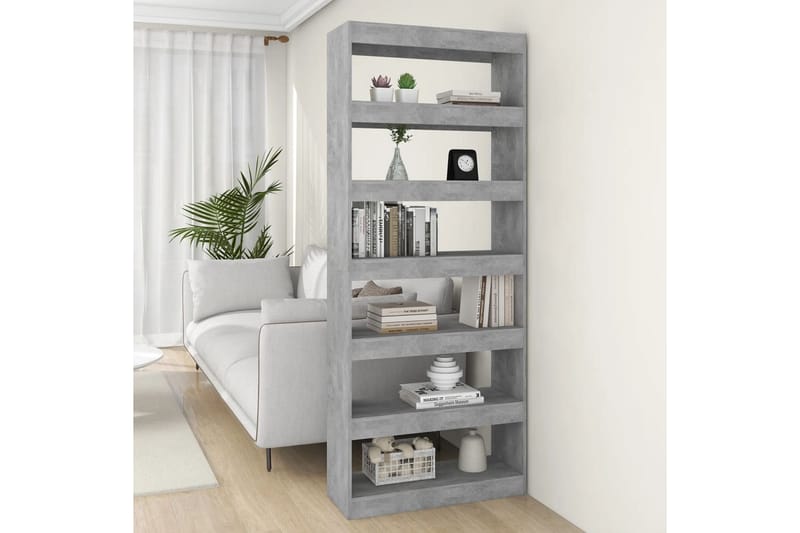 beBasic Bokhylla/Rumsavdelare betonggrå 80x30x198 cm konstruerat trä - Grey - Bokhylla