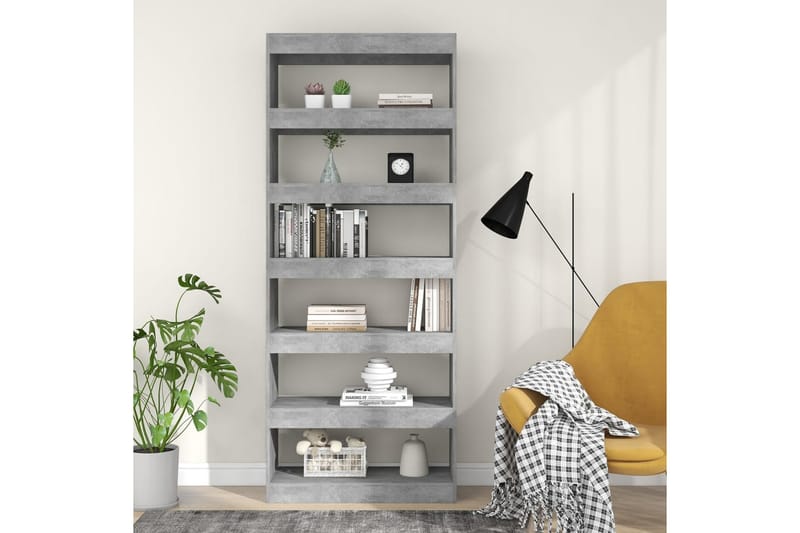 beBasic Bokhylla/Rumsavdelare betonggrå 80x30x198 cm konstruerat trä - Grey - Bokhylla