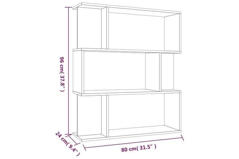 beBasic Bokhylla/Rumsavdelare Brun ek 80x24x96 cm konstruerat trä - Brown - Bokhylla