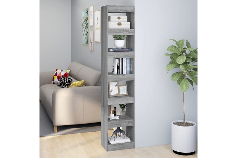beBasic Bokhylla/Rumsavdelare grå sonoma-ek 40x30x198 cm - Grey - Förvaring - Hylla - Bokhylla