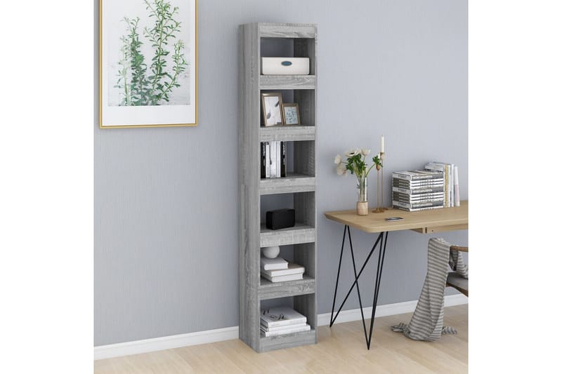 beBasic Bokhylla/Rumsavdelare grå sonoma-ek 40x30x198 cm - Grey - Förvaring - Hylla - Bokhylla