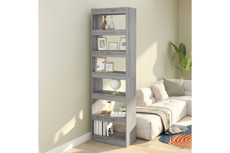 beBasic Bokhylla/Rumsavdelare grå sonoma-ek 60x30x198 cm - Grey - Förvaring - Hylla - Bokhylla