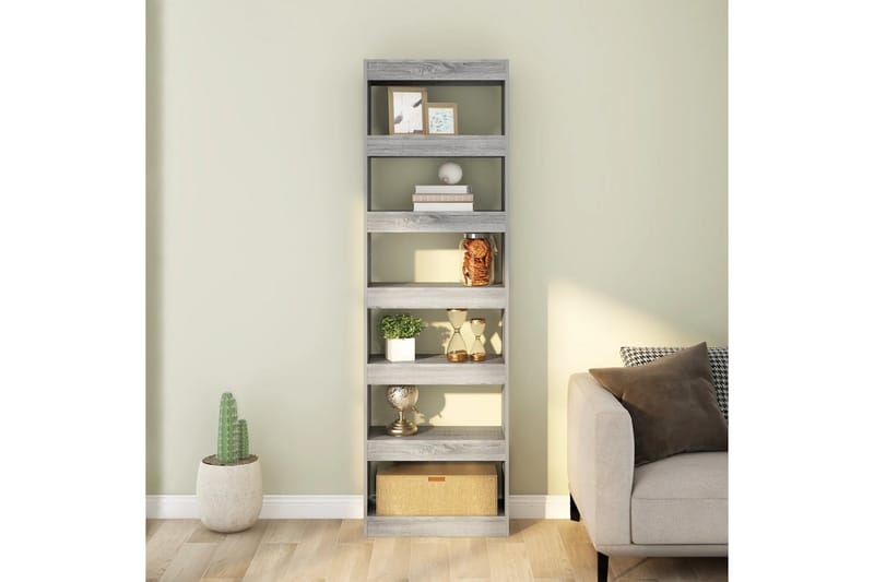 beBasic Bokhylla/Rumsavdelare grå sonoma-ek 60x30x198 cm - Grey - Förvaring - Hylla - Bokhylla