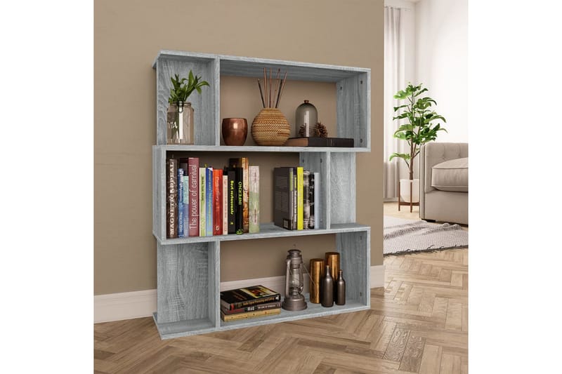 beBasic Bokhylla/Rumsavdelare grå sonoma-ek 80x24x96 cm - Grey - Förvaring - Hylla - Bokhylla