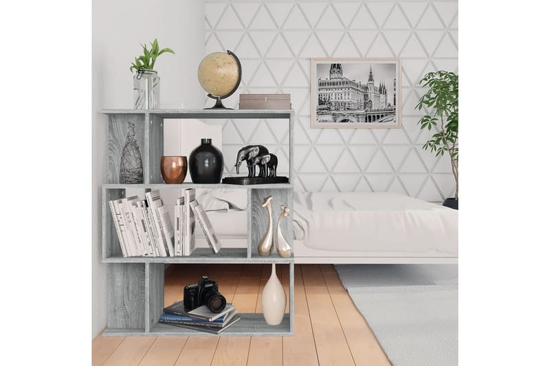 beBasic Bokhylla/Rumsavdelare grå sonoma-ek 80x24x96 cm - Grey - Förvaring - Hylla - Bokhylla