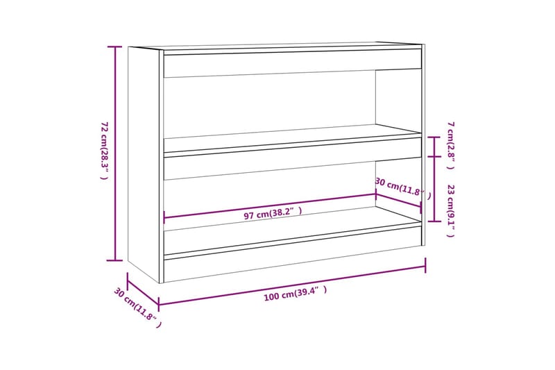 beBasic Bokhylla/Rumsavdelare svart 100x30x72 cm - Black - Förvaring - Hylla - Bokhylla