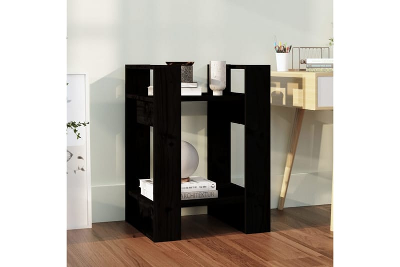 beBasic Bokhylla/rumsavdelare svart 41x35x57 cm massiv furu - Black - Förvaring - Hylla - Bokhylla