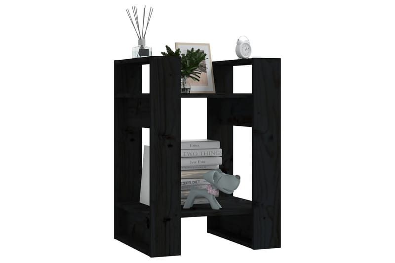 beBasic Bokhylla/rumsavdelare svart 41x35x57 cm massiv furu - Black - Förvaring - Hylla - Bokhylla