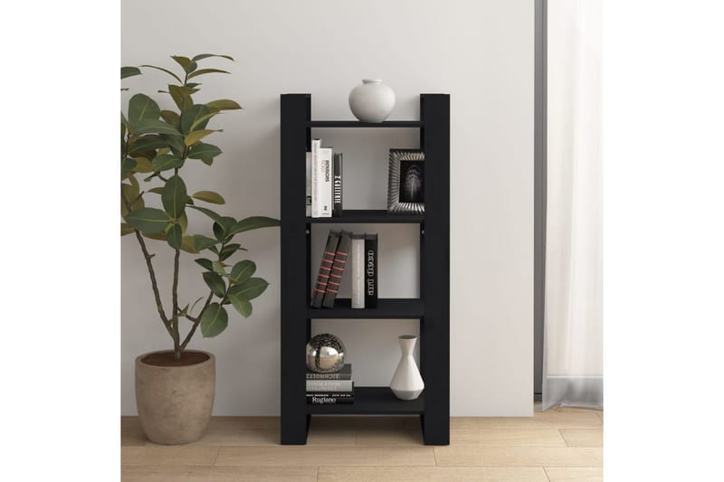 beBasic Bokhylla/Rumsavdelare svart 60x35x125 cm massiv furu - Black - Förvaring - Hylla - Bokhylla