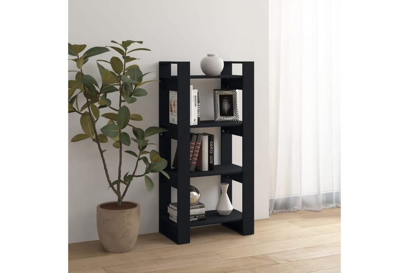 beBasic Bokhylla/Rumsavdelare svart 60x35x125 cm massiv furu - Black - Förvaring - Hylla - Bokhylla