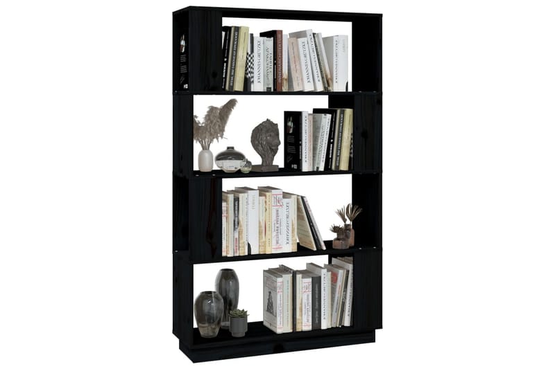 beBasic Bokhylla/rumsavdelare svart 80x25x132 cm massiv furu - Black - Förvaring - Hylla - Bokhylla