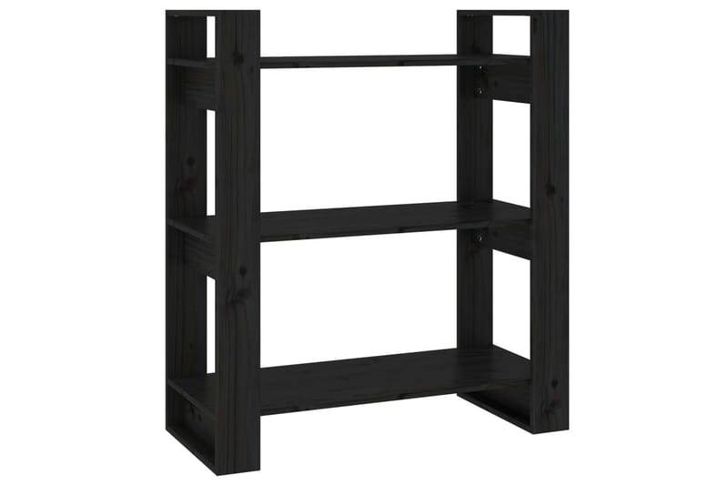 beBasic Bokhylla/rumsavdelare svart 80x35x91 cm massiv furu - Black - Förvaring - Hylla - Bokhylla