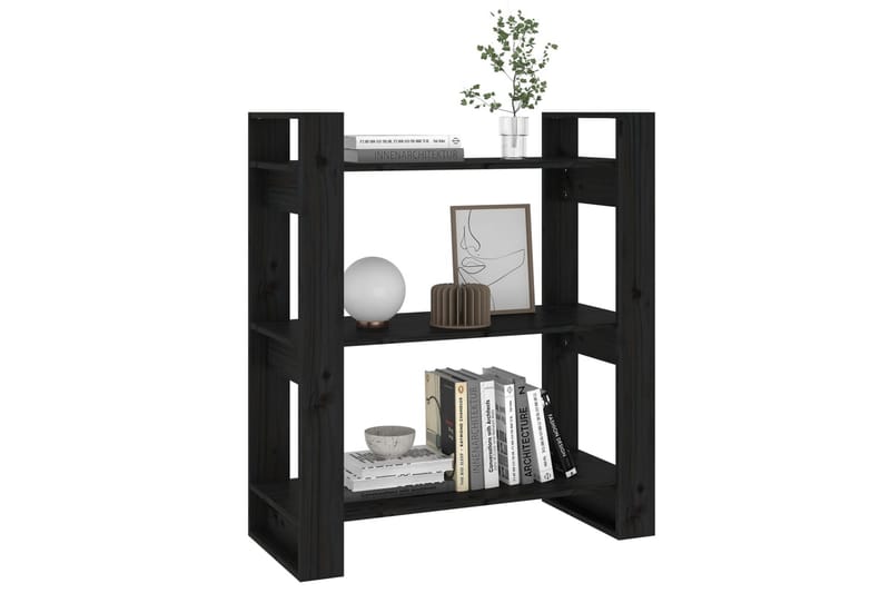 beBasic Bokhylla/rumsavdelare svart 80x35x91 cm massiv furu - Black - Förvaring - Hylla - Bokhylla