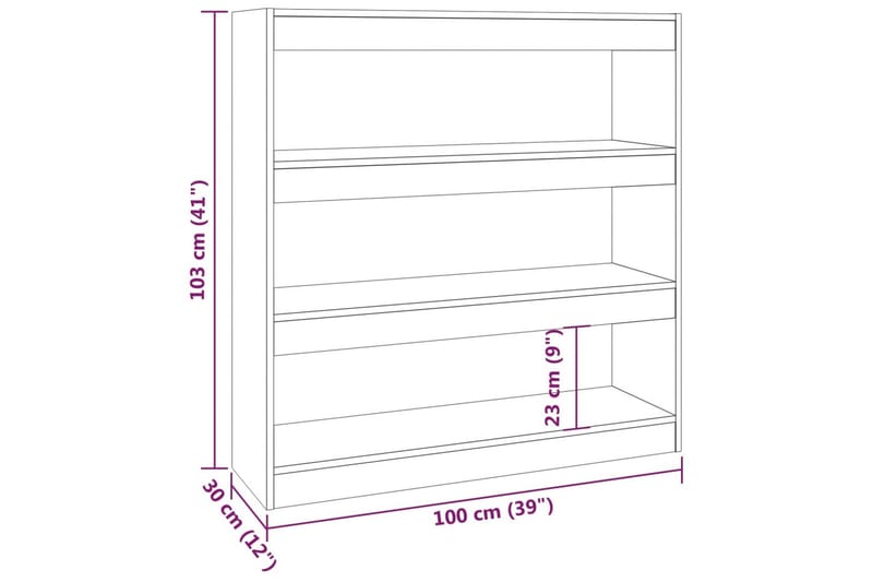 beBasic Bokhylla/rumsavdelare vit 100x30x103 cm - White - Förvaring - Hylla - Bokhylla