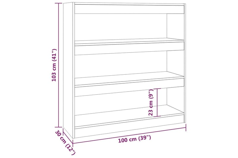 beBasic Bokhylla/rumsavdelare vit 100x30x103 cm - White - Bokhylla