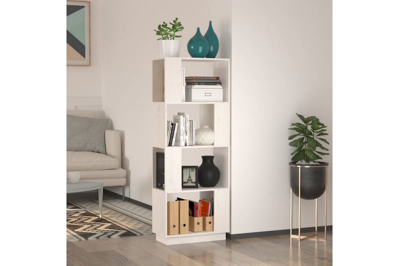 beBasic Bokhylla/rumsavdelare vit 51x25x132 cm massiv furu - White - Förvaring - Hylla - Bokhylla