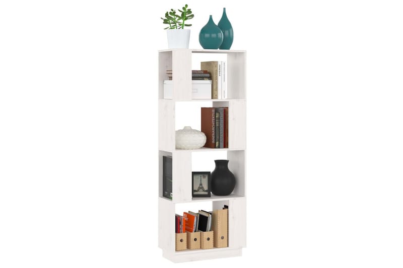 beBasic Bokhylla/rumsavdelare vit 51x25x132 cm massiv furu - White - Förvaring - Hylla - Bokhylla