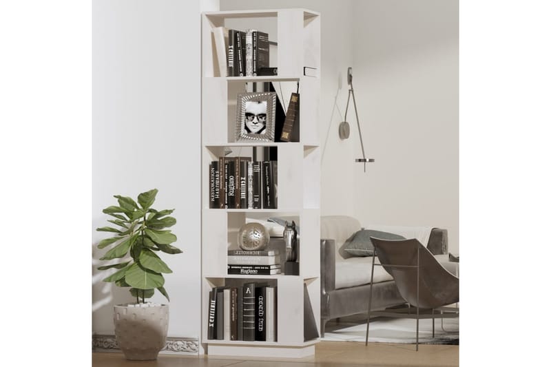 beBasic Bokhylla/rumsavdelare vit 51x25x163,5 cm massiv furu - White - Förvaring - Hylla - Bokhylla