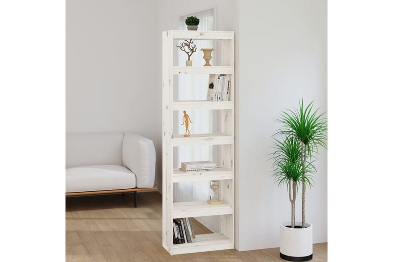 beBasic Bokhylla/rumsavdelare vit 60x30x199,5 cm massiv furu - White - Förvaring - Hylla - Bokhylla