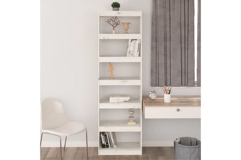 beBasic Bokhylla/rumsavdelare vit 60x30x199,5 cm massiv furu - White - Förvaring - Hylla - Bokhylla