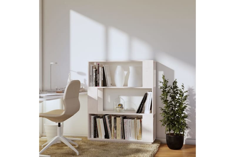 beBasic Bokhylla/rumsavdelare vit 80x25x101 cm massiv furu - White - Förvaring - Hylla - Bokhylla