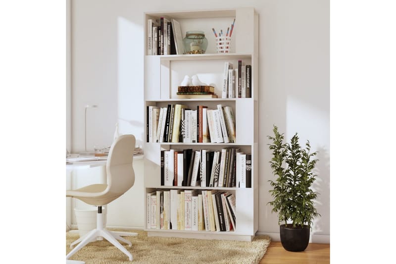 beBasic Bokhylla/rumsavdelare vit 80x25x163,5 cm massiv furu - White - Förvaring - Hylla - Bokhylla
