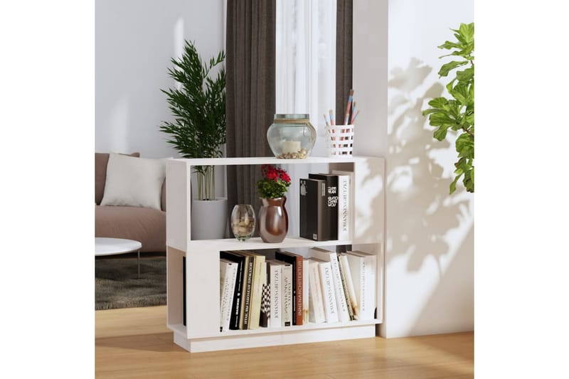 beBasic Bokhylla/rumsavdelare vit 80x25x70 cm massiv furu - White - Förvaring - Hylla - Bokhylla