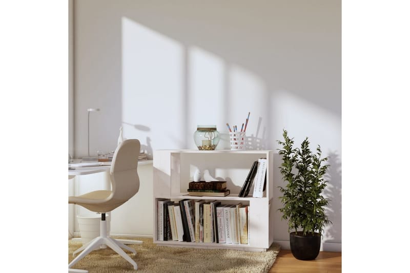 beBasic Bokhylla/rumsavdelare vit 80x25x70 cm massiv furu - White - Förvaring - Hylla - Bokhylla