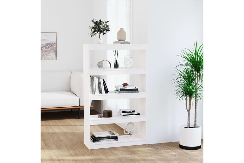 beBasic Bokhylla/rumsavdelare vit 80x30x135,5 cm massiv furu - White - Förvaring - Hylla - Bokhylla