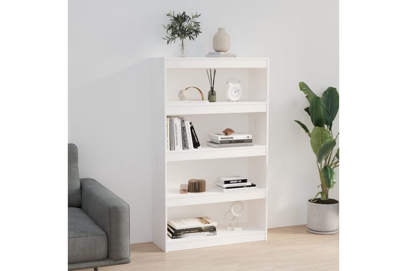 beBasic Bokhylla/rumsavdelare vit 80x30x135,5 cm massiv furu - White - Förvaring - Hylla - Bokhylla