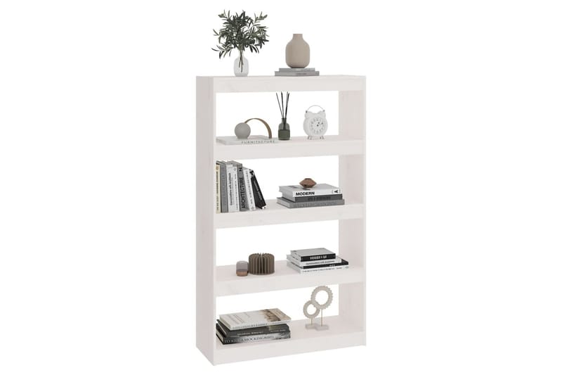 beBasic Bokhylla/rumsavdelare vit 80x30x135,5 cm massiv furu - White - Förvaring - Hylla - Bokhylla