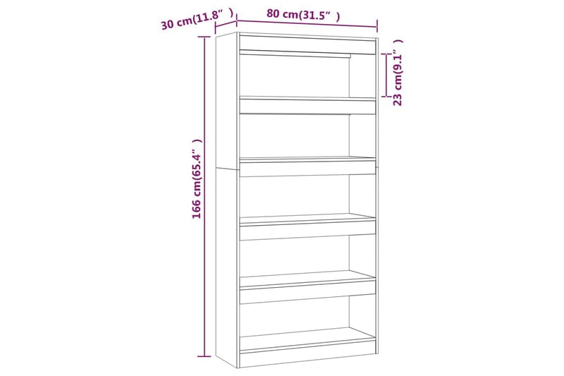 beBasic Bokhylla/rumsavdelare vit 80x30x166 cm konstruerat trä - White - Bokhylla