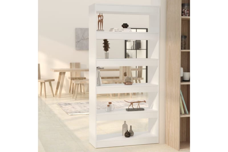 beBasic Bokhylla/rumsavdelare vit 80x30x166 cm konstruerat trä - White - Förvaring - Hylla - Bokhylla