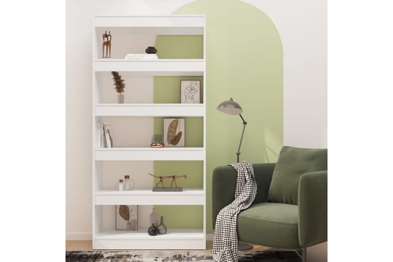 beBasic Bokhylla/rumsavdelare vit 80x30x166 cm konstruerat trä - White - Förvaring - Hylla - Bokhylla