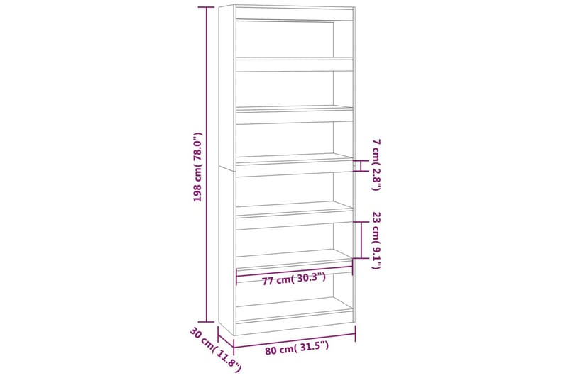 beBasic Bokhylla/rumsavdelare vit 80x30x198 cm konstruerat trä - White - Bokhylla