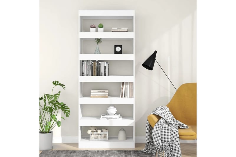 beBasic Bokhylla/rumsavdelare vit 80x30x198 cm konstruerat trä - White - Förvaring - Hylla - Bokhylla