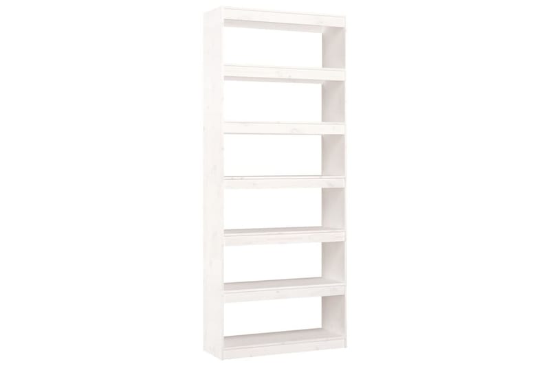 beBasic Bokhylla/rumsavdelare vit 80x30x199,5 cm massiv furu - White - Bokhylla