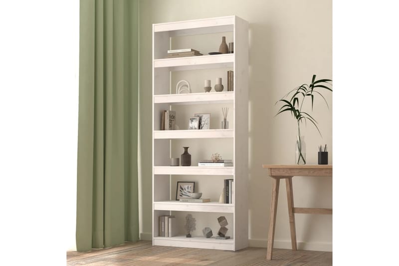 beBasic Bokhylla/rumsavdelare vit 80x30x199,5 cm massiv furu - White - Förvaring - Hylla - Bokhylla
