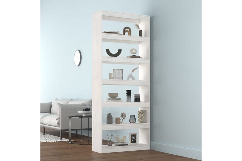 beBasic Bokhylla/rumsavdelare vit 80x30x199,5 cm massiv furu - White - Förvaring - Hylla - Bokhylla