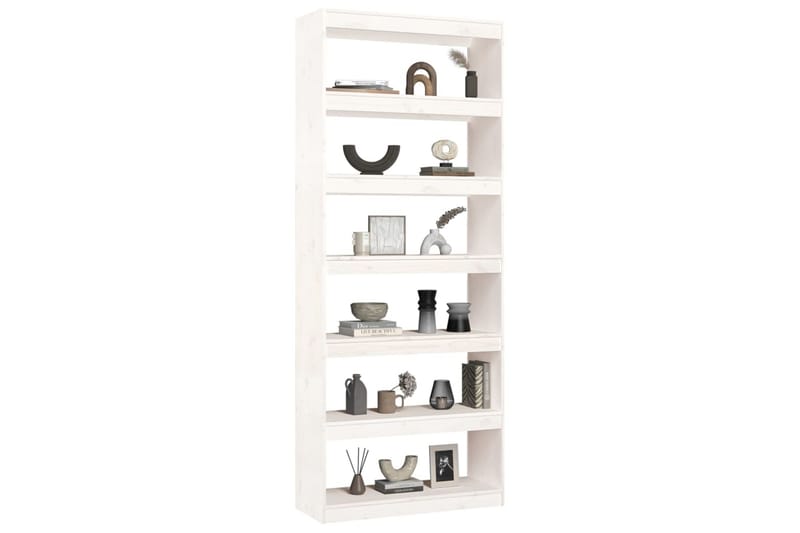 beBasic Bokhylla/rumsavdelare vit 80x30x199,5 cm massiv furu - White - Förvaring - Hylla - Bokhylla