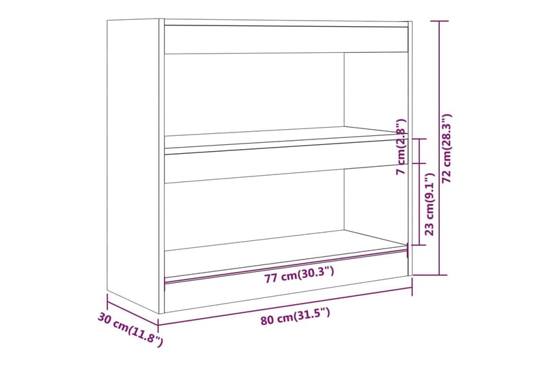 beBasic Bokhylla/rumsavdelare vit 80x30x72 cm - White - Bokhylla