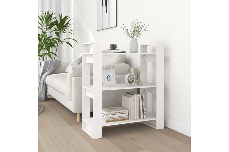 beBasic Bokhylla/rumsavdelare vit 80x35x91 cm massiv furu - White - Förvaring - Hylla - Bokhylla