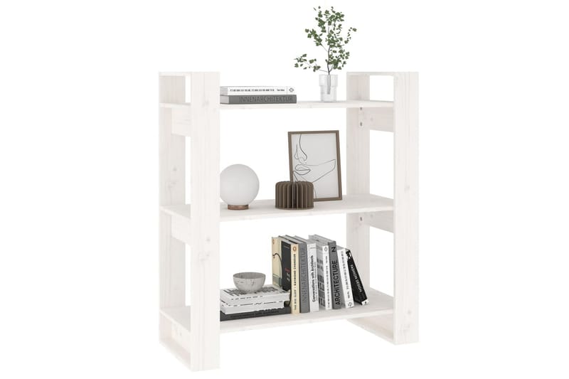 beBasic Bokhylla/rumsavdelare vit 80x35x91 cm massiv furu - White - Förvaring - Hylla - Bokhylla