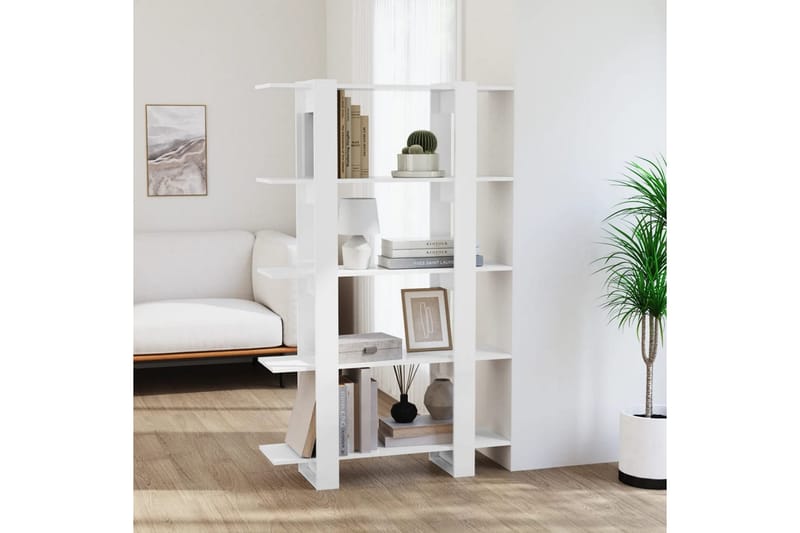 beBasic Bokhylla/rumsavdelare vit högglans 100x30x160 cm - White - Förvaring - Hylla - Bokhylla