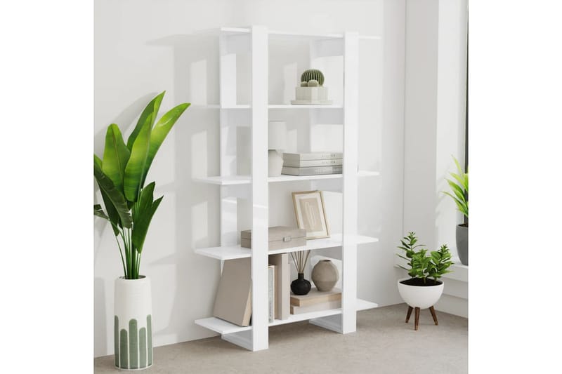 beBasic Bokhylla/rumsavdelare vit högglans 100x30x160 cm - White - Förvaring - Hylla - Bokhylla
