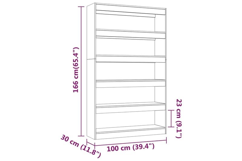 beBasic Bokhylla/Rumsavdelare vit högglans 100x30x166 cm - White - Bokhylla