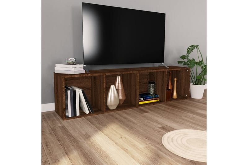 beBasic Bokhylla/tv-bänk Brun ek 36x30x143 cm konstruerat trä - Brown - Bokhylla